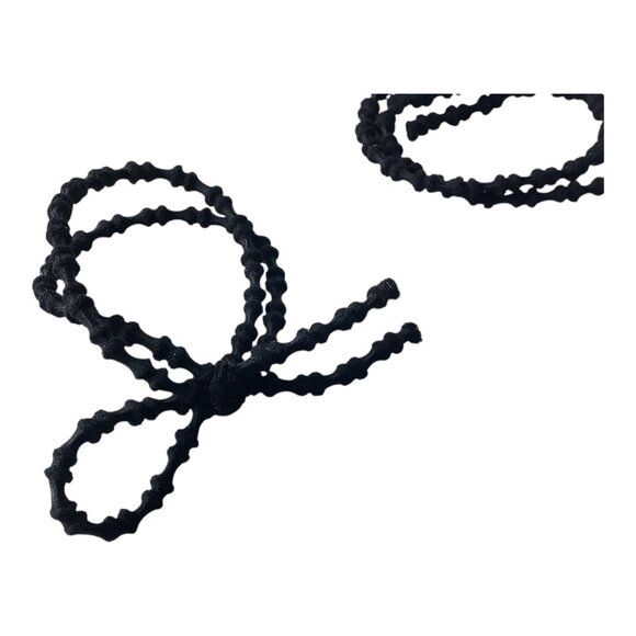 Black Elastic Hair Ties With Textured Design Set Of Two Stretch Ponytail Holder - Picture 4 of 4